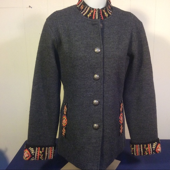 Icelandic Design Women’s Wool Embroidered Jacket Women’s  size medium - Picture 1 of 14
